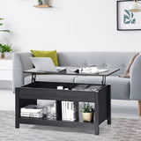 Lift Top Coffee Table with Hidden Storage Compartment and Lower Shelf for Study Room-Black