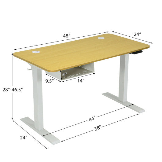 48-Inch Electric Standing Adjustable Desk with Control Panel and USB Port-Natural