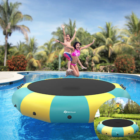 15 Feet Inflatable Splash Padded Water Bouncer Trampoline-Yellow