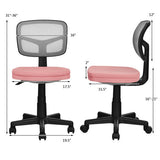 Armless Computer Chair with Height Adjustment and Breathable Mesh for Home Office-Pink