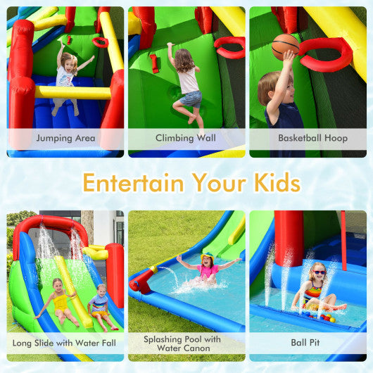 Inflatable Water Slide Kids with Ocean Balls and 780W Blower