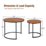 Set of 2 Modern Round Stacking Nesting Coffee Tables for Living Room-Light Brown