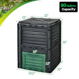 80-Gallon Outdoor Composter with Large Openable Lid and Bottom Exit Door