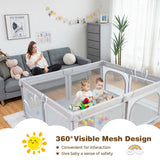 Large Baby Playpen Safety Kids Activity Center with 50 Ocean Balls-Gray