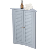 Bathroom Corner Storage Freestanding Floor Cabinet with Shutter Door-Gray