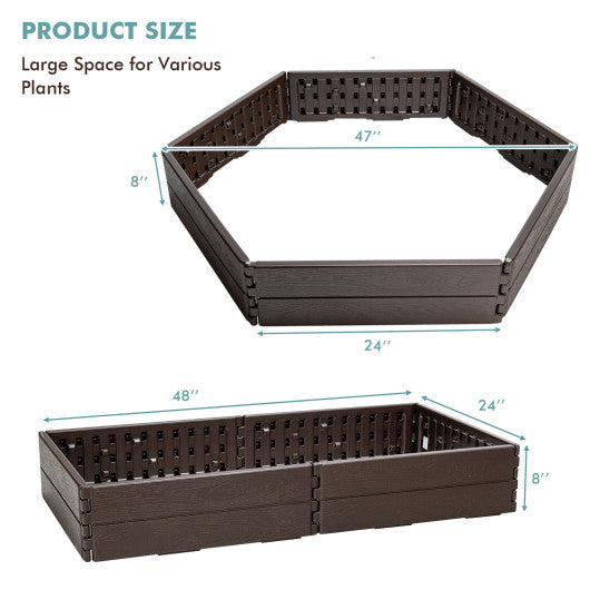 Raised Garden Bed Set for Vegetable and Flower-Brown