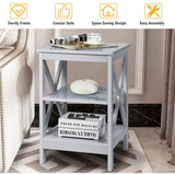 3-Tier X-Design Nightstands with Storage Shelves for Living Room Bedroom-Gray