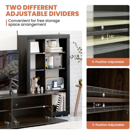 2-In-1 TV Stand with 4-tier Bookshelf for TVs up to 50 Inch