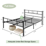 Twin/Full/Queen Size Metal Bed Frame with Headboard and Footboard-Full Size