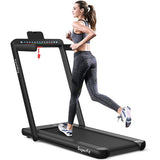 2-in-1 Electric Motorized Folding Treadmill with Dual Display-Black