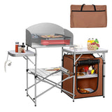 Foldable Outdoor BBQ Portable Grilling Table With Windscreen Bag