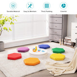 6 Pieces Multifunctional Hexagon Toddler Floor Cushions Classroom Seating with Handles-Multicolor