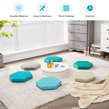 6 Pieces Multifunctional Hexagon Toddler Floor Cushions Classroom Seating with Handles-Blue