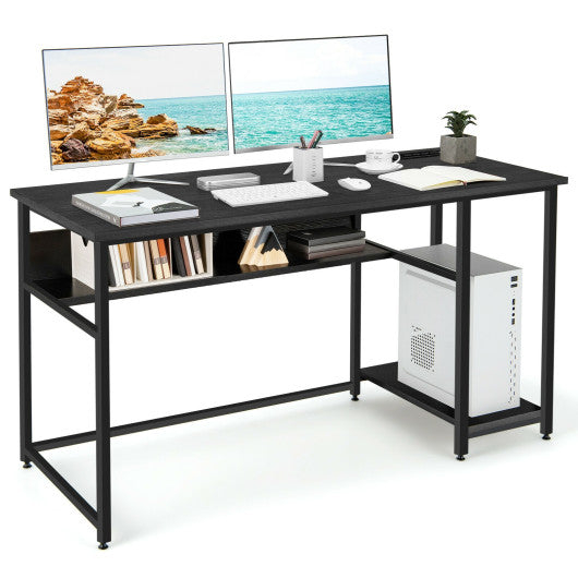 55 Inch Computer Desk with Power Outlets and USB Ports for Home and Office-Black