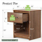 Wooden Nightstand with Drawer and Open Storage Compartment-Brown