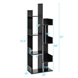 8-Tier Bookshelf Bookcase with 8 Open Compartments Space-Saving Storage Rack -Black