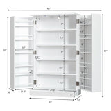 17-Tier Kitchen Pantry Cabinet with 2 Doors and 6 Adjustable Shelves-White