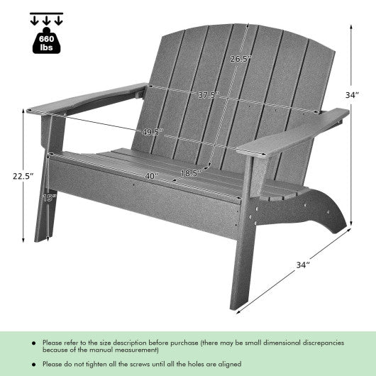 HDPE Patio Adirondack Chair for Porch Garden Backyard-Gray