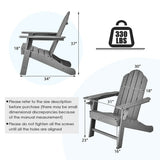 Outdoor Adirondack Chair with Built-in Cup Holder for Backyard Porch-Gray