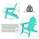 Outdoor Adirondack Chair with Built-in Cup Holder for Backyard Porch-Turquoise