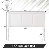 Full Wood Headboard Flat Panel with Pre-drilled Holes and Height Adjustment-White