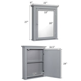 Bathroom Mirror Cabinet Wall Mounted Adjustable Shelf Medicine Storage-Gray