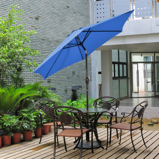 10 Feet Outdoor Patio Umbrella with Tilt Adjustment and Crank-Blue