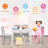 Kids 5 Pieces Table and Chair Set Wooden Children Activity Playroom Furniture Gift-White