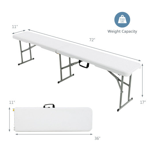 6 Feet Portable Picnic Folding Bench 550 lbs Limited with Carrying Handle