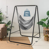 Hanging Padded Hammock Chair with Stand and Heavy Duty Steel-Gray