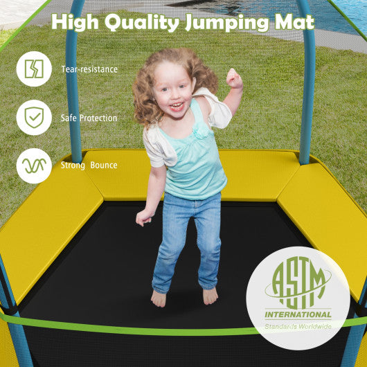 7 Feet Kids Recreational Bounce Jumper Trampoline-Yellow