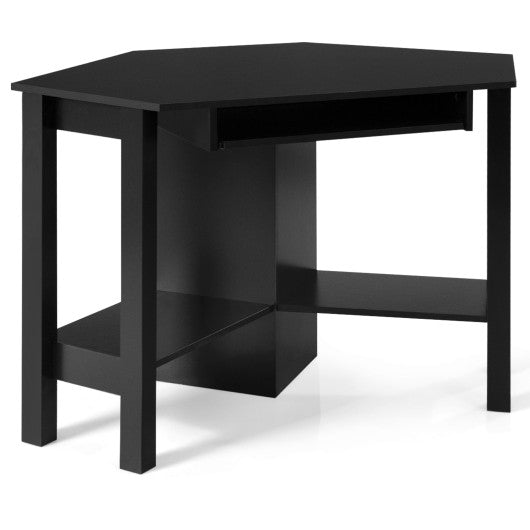 Wooden Study Computer Corner Desk with Drawer-Black