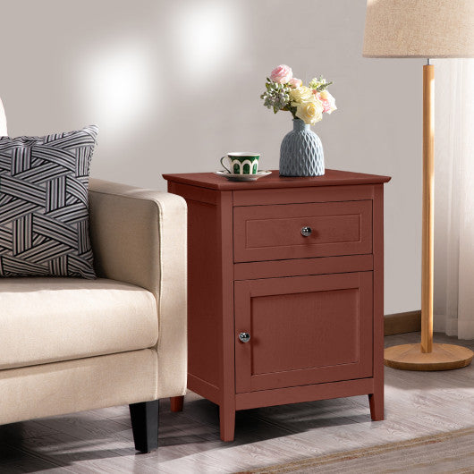 2-Tier Accent Table with Spacious Tabletop-Cherry