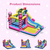 Sweet Candy Inflatable Bounce House with Water Slide and 480W Blower