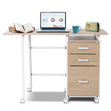 Folding Computer Laptop Desk Wheeled Home Office Furniture-Natural