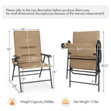 2 Pieces Patio Padded Folding Portable Chair Camping Dining Outdoor-Brown