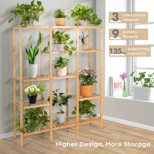 Multifunctional Bamboo Shelf Storage Organizer Rack