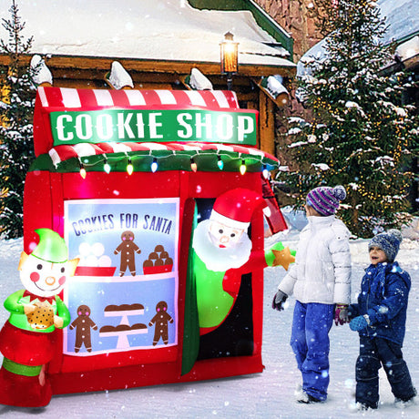 6.3 Feet Inflatable Gingerbread Cookie Shop with Santa Claus