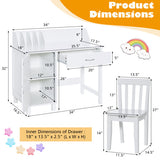 Kids Wooden Writing Furniture Set with Drawer and Storage Cabinet-White