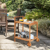 2-Tier Rolling Kitchen Island Serving Cart with Legs and Handle