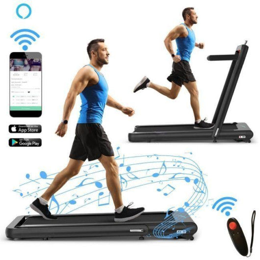 4.75HP 2 In 1 Folding Treadmill with Remote APP Control-Black