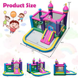 6-in-1 Kids Inflatable Unicorn-themed Bounce House with 735W Blower