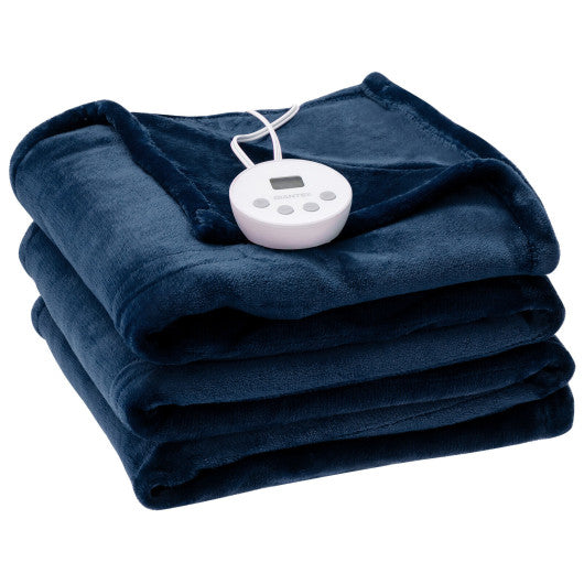 62" x 84" Twin Size Electric Heated Throw Blanket with Timer-Navy