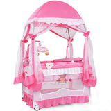 Portable Baby Playpen Crib Cradle with Carring Bag-Pink