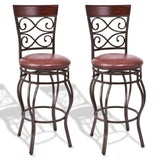 2 Pieces 30 Inch 360 Degree Swivel Bar Stools with Leather Padded Seat-Brown