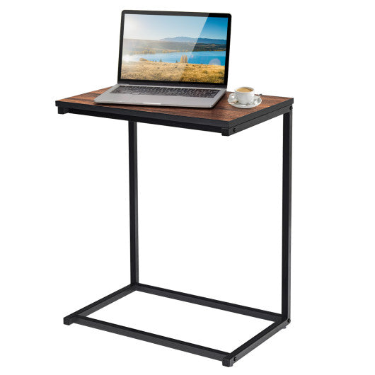 26 Inch Beside Sofa Laptop Holder End Stand Desk-Brown