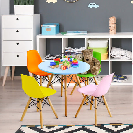 5 Pieces Kid's Colorful Set with 4 Armless Chairs