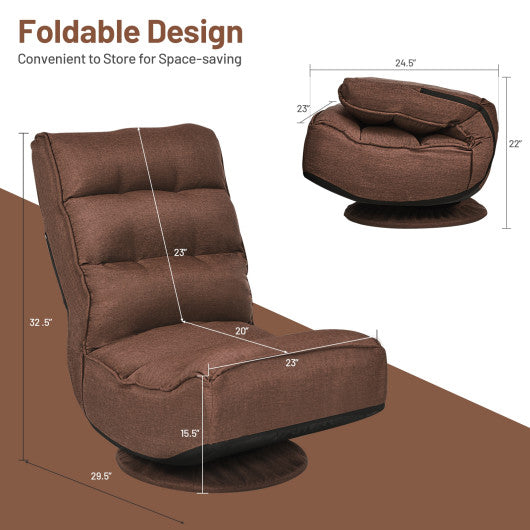 5-Position Folding Floor Gaming Chair-Rustic Brown