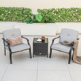 2 Piece Patio Metal Chairs with Seat and Back Cushions