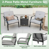 2 Piece Patio Metal Chairs with Seat and Back Cushions